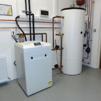 indoor unit of Sinclair S-Therm+ heat pump with combined tank of hot and heating water